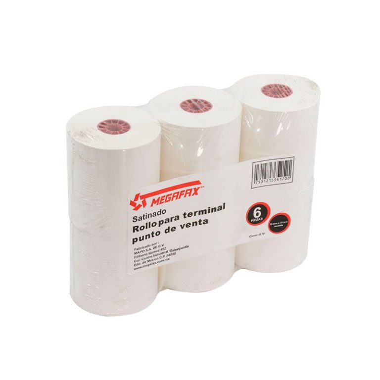 Terminal Em Rolo Rollo para terminal punto de venta bond 6 pzas. 76mm de ancho x 70mm de ...